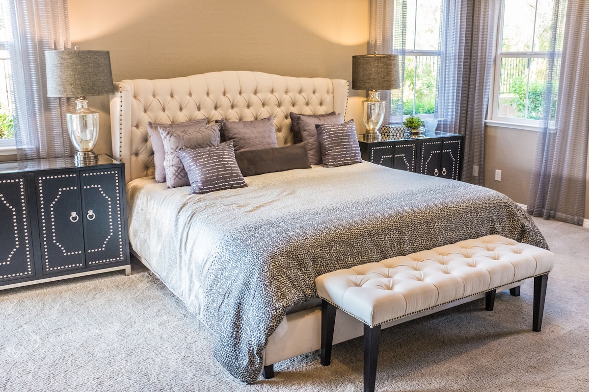 Bedroom setup with rated mattress and bedding